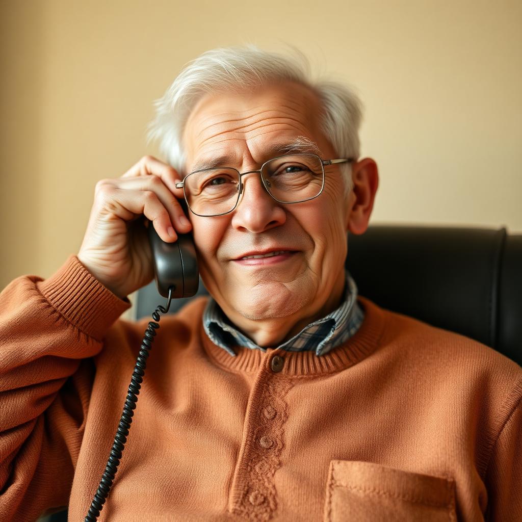 Senior citizen confidently handling phone security